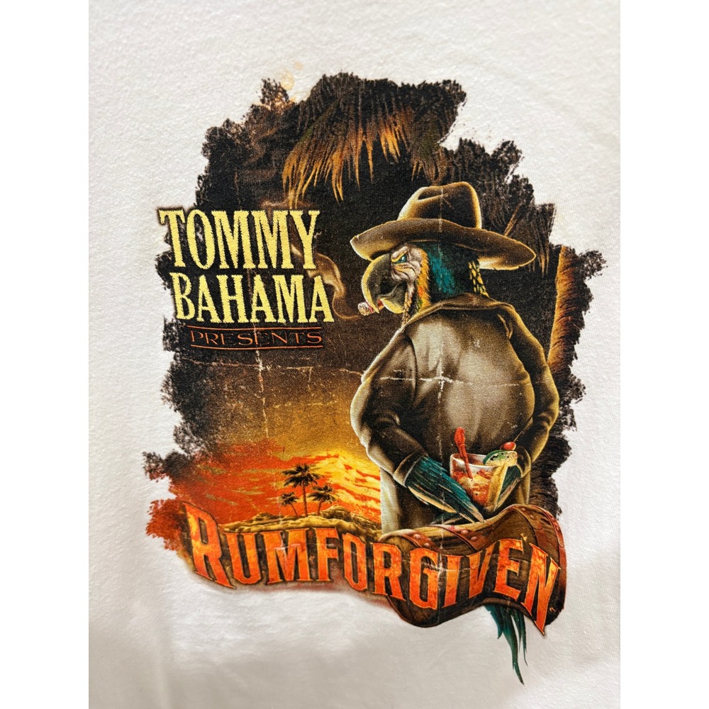 Tommy Bahama Rumforgiven Parrot Graphic T-Shirt Mens XL White Cotton Tee